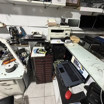 Diagnostics bench with laptops